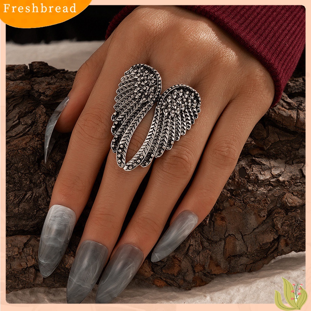 &lt; Freshbread &gt; Cincin Jari Indah Desain Sayap Gaya Punk Elegan Wanita Vintage Ring Untuk Pesta