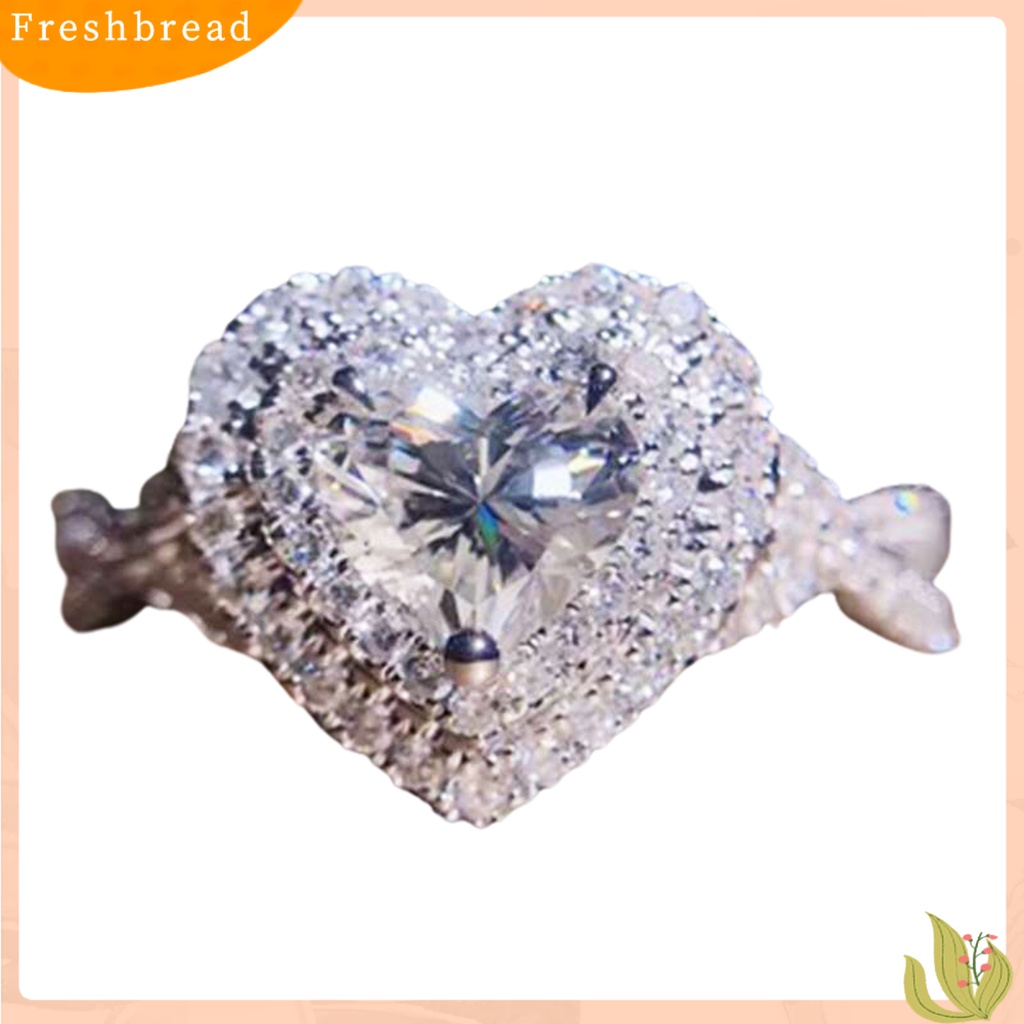 &lt; Freshbread &gt; Wanita Berbentuk Hati Berlian Imitasi Cincin Fashion Alloy Circlet Shiny Jewelry Gift