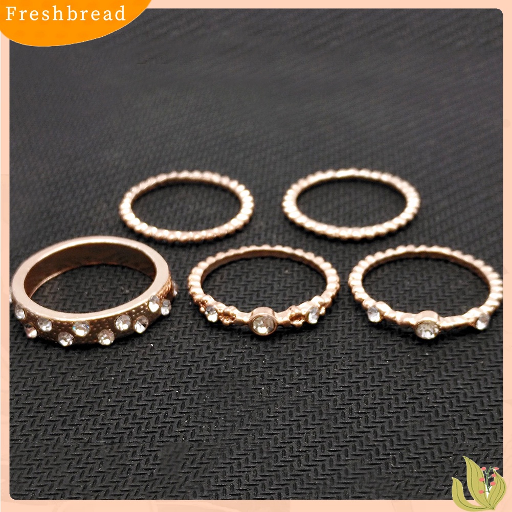 &lt; Freshbread &gt; 5Pcs/Set Vintage Bohemian Rhinestone Beads Charm Knuckle Midi Cincin Perhiasan Set