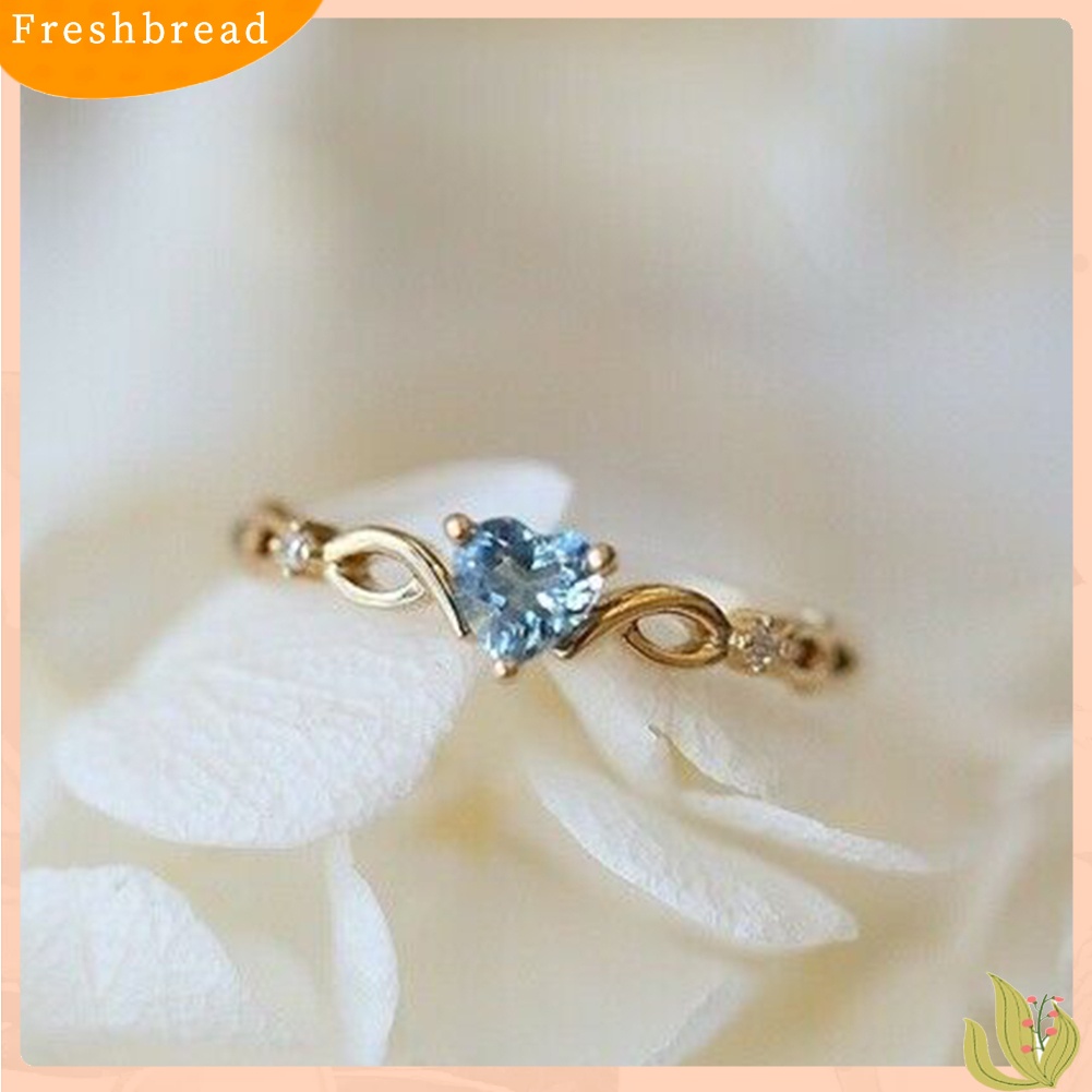 &lt; Freshbread &gt; Wanita Fashion Hati Cubic Zirconia Tergabung Hollow Band Cincin Hadiah Perhiasan Pernikahan