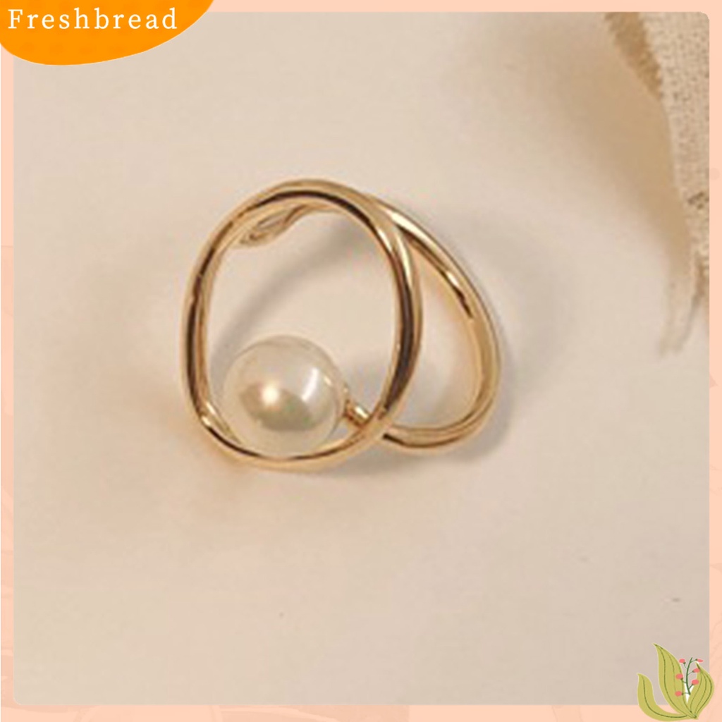 &lt; Freshbread &gt; Wanita Cincin Electroplating Eye-catching Emas Imitasi Mutiara Jari Cincin Aksesoris Perhiasan