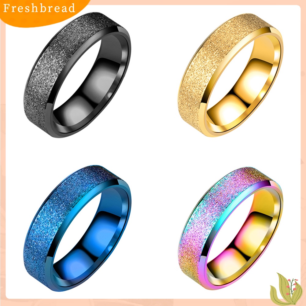 &lt; Freshbread &gt; Double Beveled Edge Frosted Finger Ring Pesta Wanita Pria Pasangan Perhiasan Hadiah