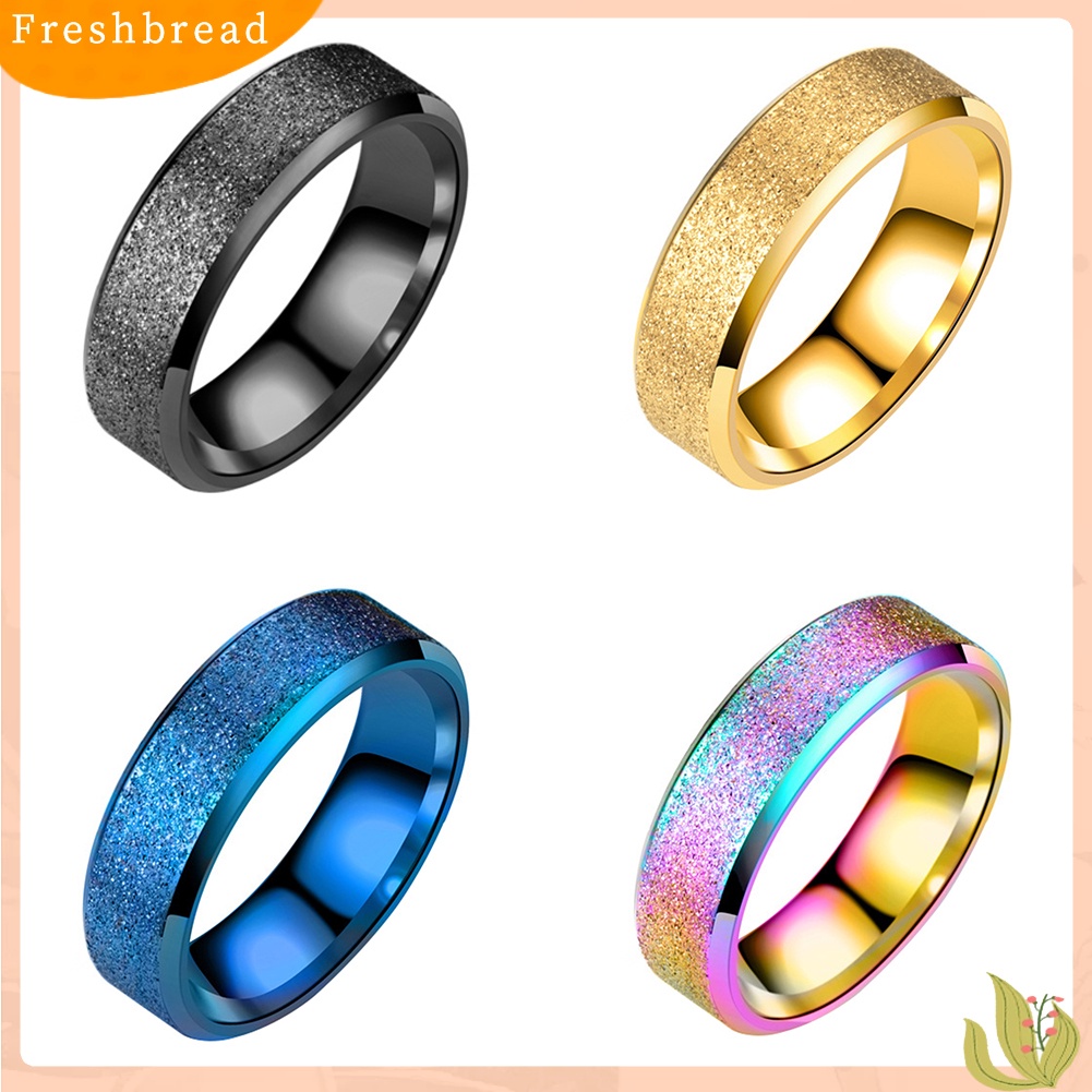 &lt; Freshbread &gt; Double Beveled Edge Frosted Finger Ring Pesta Wanita Pria Pasangan Perhiasan Hadiah