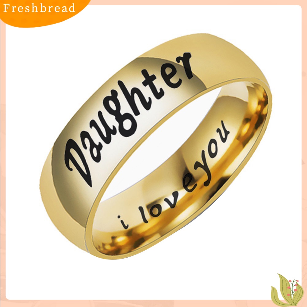 &lt; Freshbread &gt; Fashion Ibu Ayah Anak Perempuan Anak Huruf Band Stainless Steel Anggota Keluarga Cincin