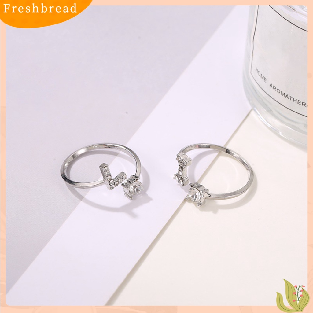 &lt; Freshbread &gt; Adjustable A to Z Alfabet Terbuka Cincin Pasangan Pernikahan Band Perhiasan Aksesori Hadiah