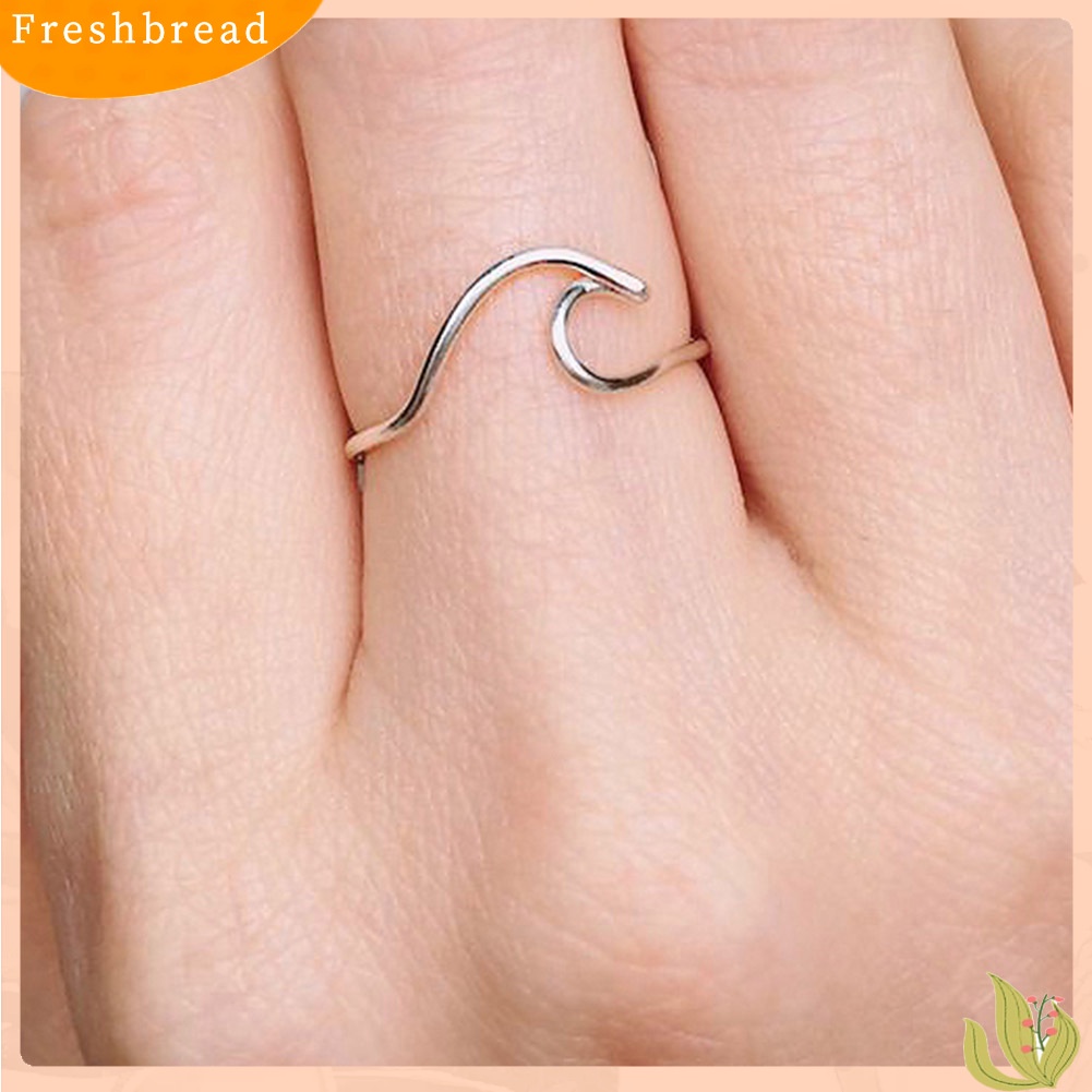 &lt; Freshbread &gt; Fashion Wanita Kreatif Bentuk Gelombang Jari Cincin Pertunangan Pesta Perhiasan Hadiah