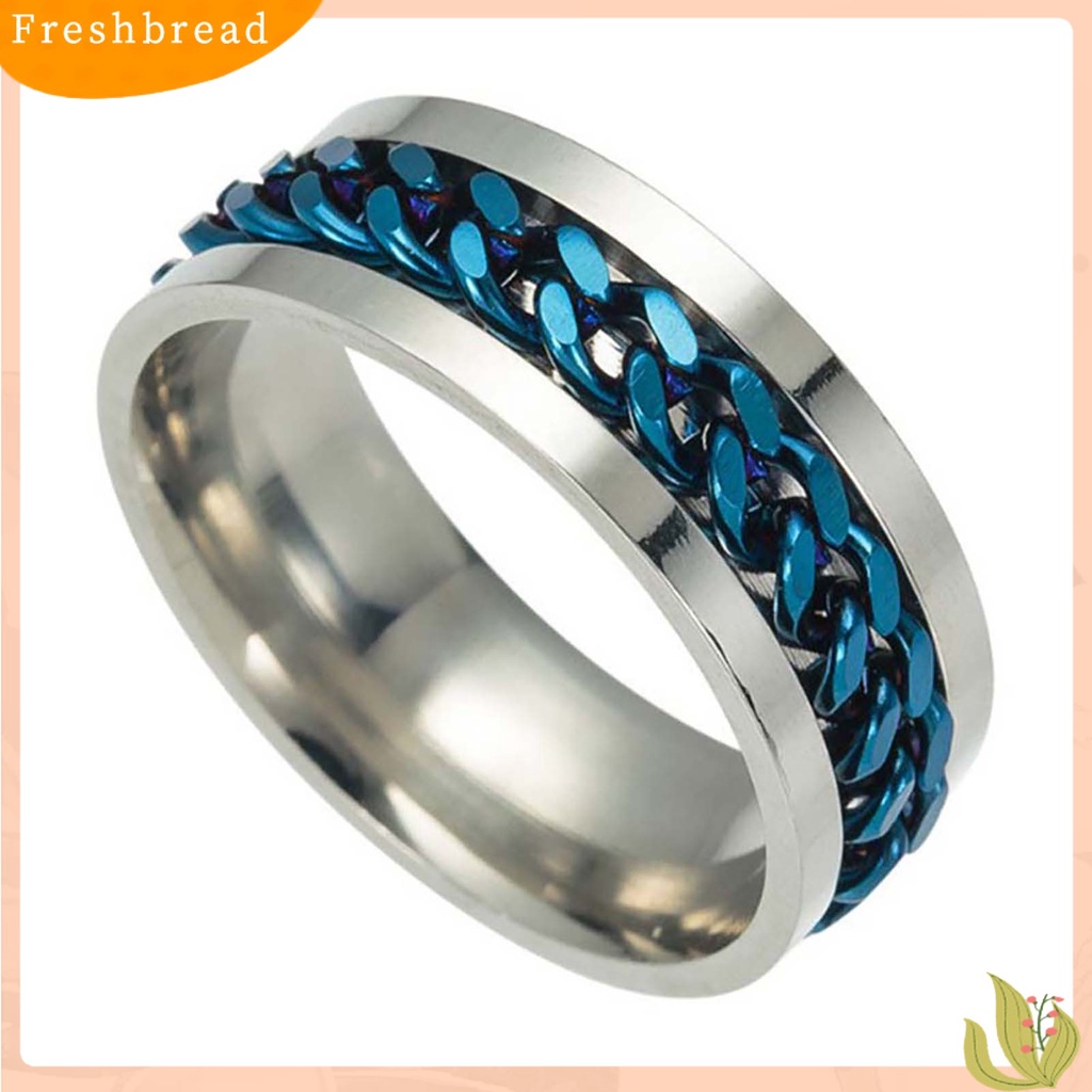 &lt; Freshbread &gt; Rantai Rotatable Chain Glittering Perhiasan Hadiah Pria Jari Cincin Untuk Club