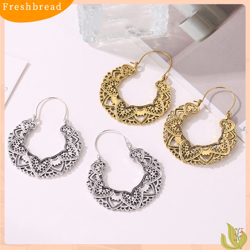 &lt; Freshbread &gt; 1pasang Bentuk Bunga Hollow Drop Earrings Alloy Tindik Geometris Wanita Menjuntai Anting Fashion Perhiasan