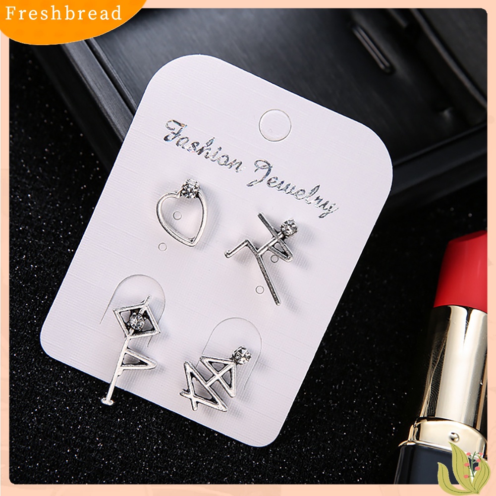 &lt; Freshbread &gt; 4Pcs/Set Vintage Manusia Figure Berlian Imitasi Telinga Studs Wanita Anting Perhiasan Hadiah