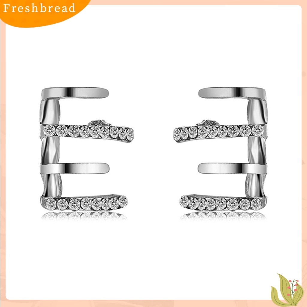 &lt; Freshbread &gt; 1pasang Anting Tusuk 4cakar Berlian Imitasi Perhiasan Berkilau Gaya Korea Ear Studs Untuk Pesta Perjamuan Pernikahan