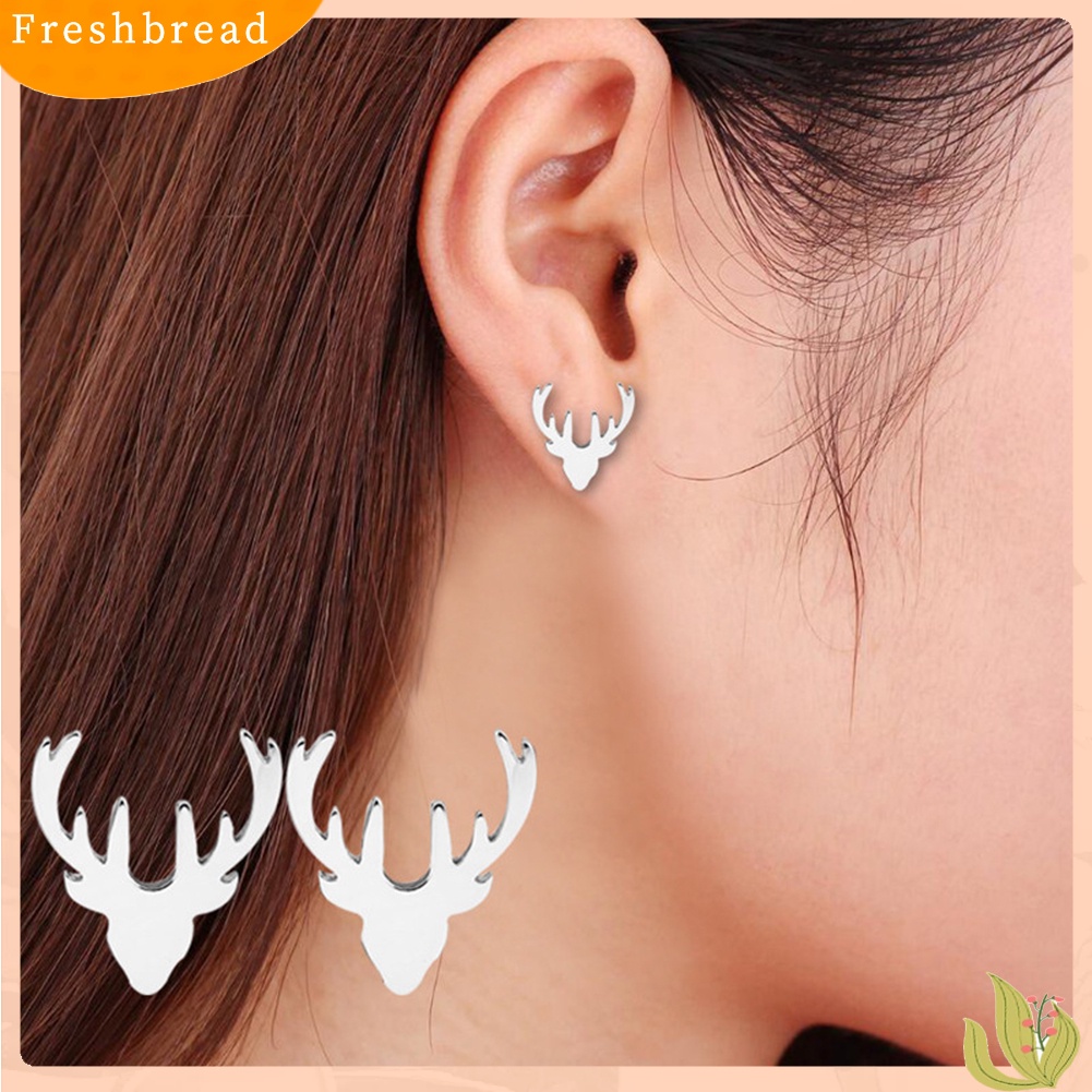 &lt; Freshbread &gt; Lucu Wanita Tanduk Rusa Bentuk Hewan Telinga Stud Anting Perhiasan Hadiah Ulang Tahun