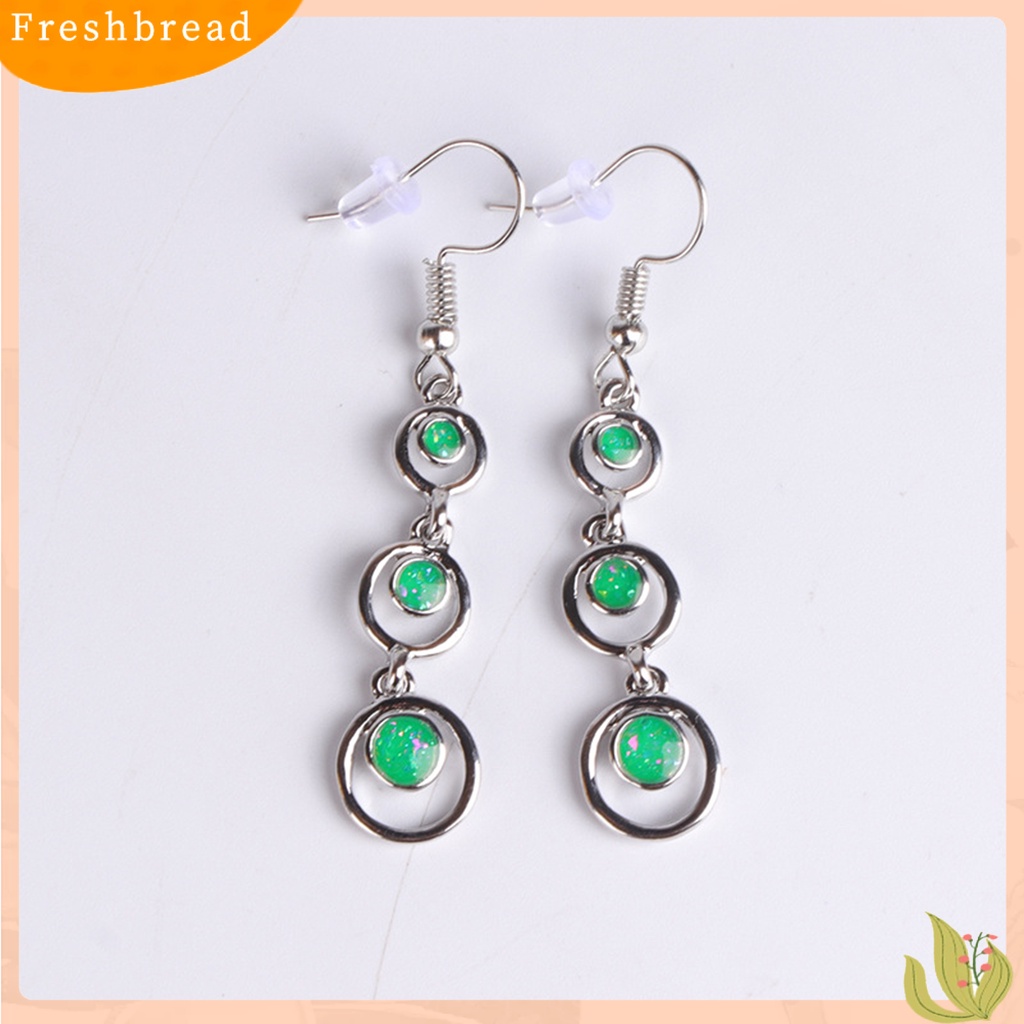 &lt; Freshbread &gt; 1pasang Anting Wanita Panjang Simetris Bulat Hoop Eye-catching Menjuntai Earrings Untuk Prom