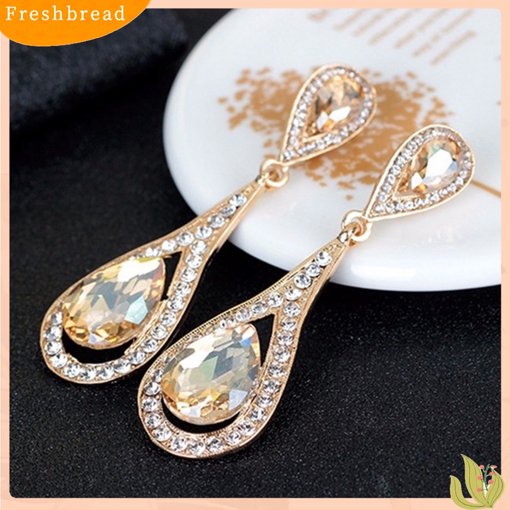 &lt; Freshbread &gt; Fashion Wanita Tetesan Air Imitasi Batu Permata Berlian Imitasi Liontin Stud Earrings Jewelry