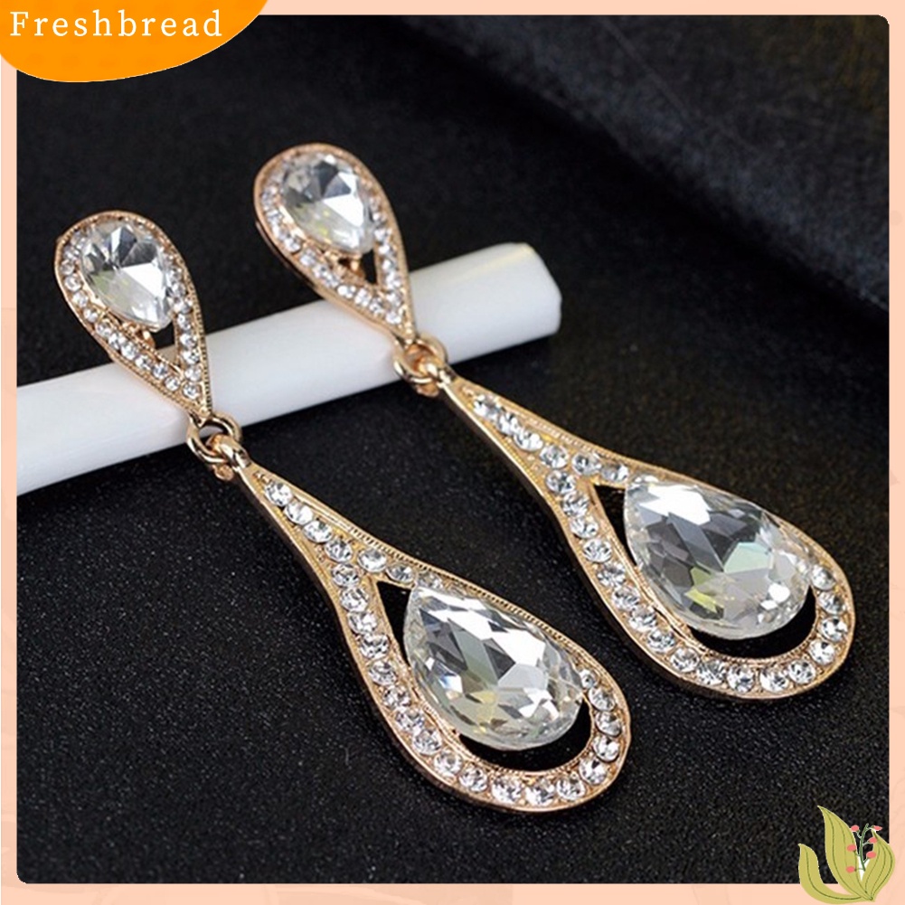 &lt; Freshbread &gt; Fashion Wanita Tetesan Air Imitasi Batu Permata Berlian Imitasi Liontin Stud Earrings Jewelry