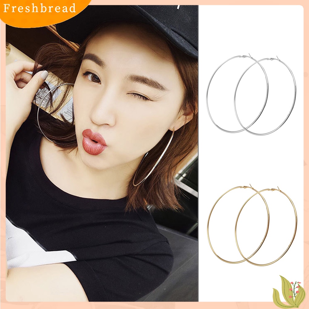 &lt; Freshbread &gt; Fashion Wanita Lingkaran Besar Pesona Pernyataan Anting Hoop Perhiasan Pesta Malam
