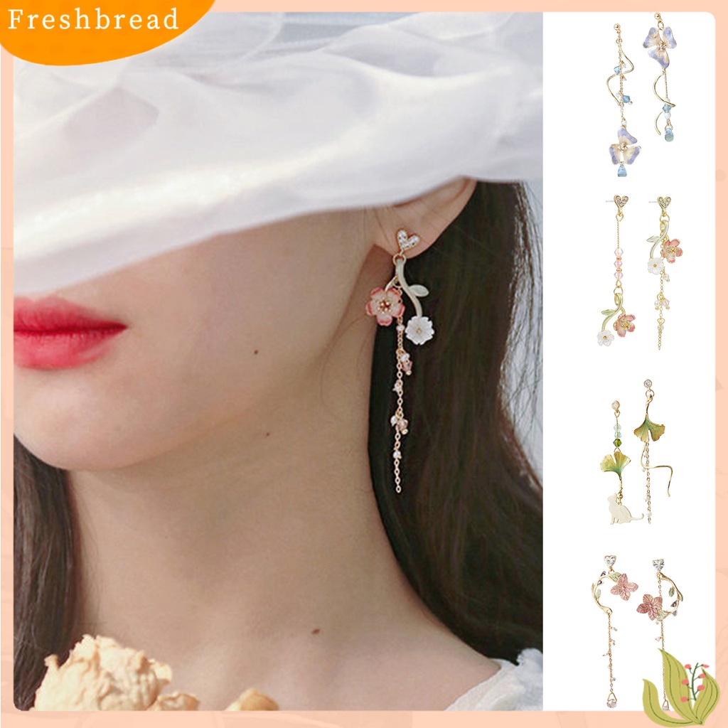 < Freshbread > Anting Rumbai Kristal Imitasi Anting Tusuk Geometris Warna-Warni Manis Nyaman Untuk Tanggal