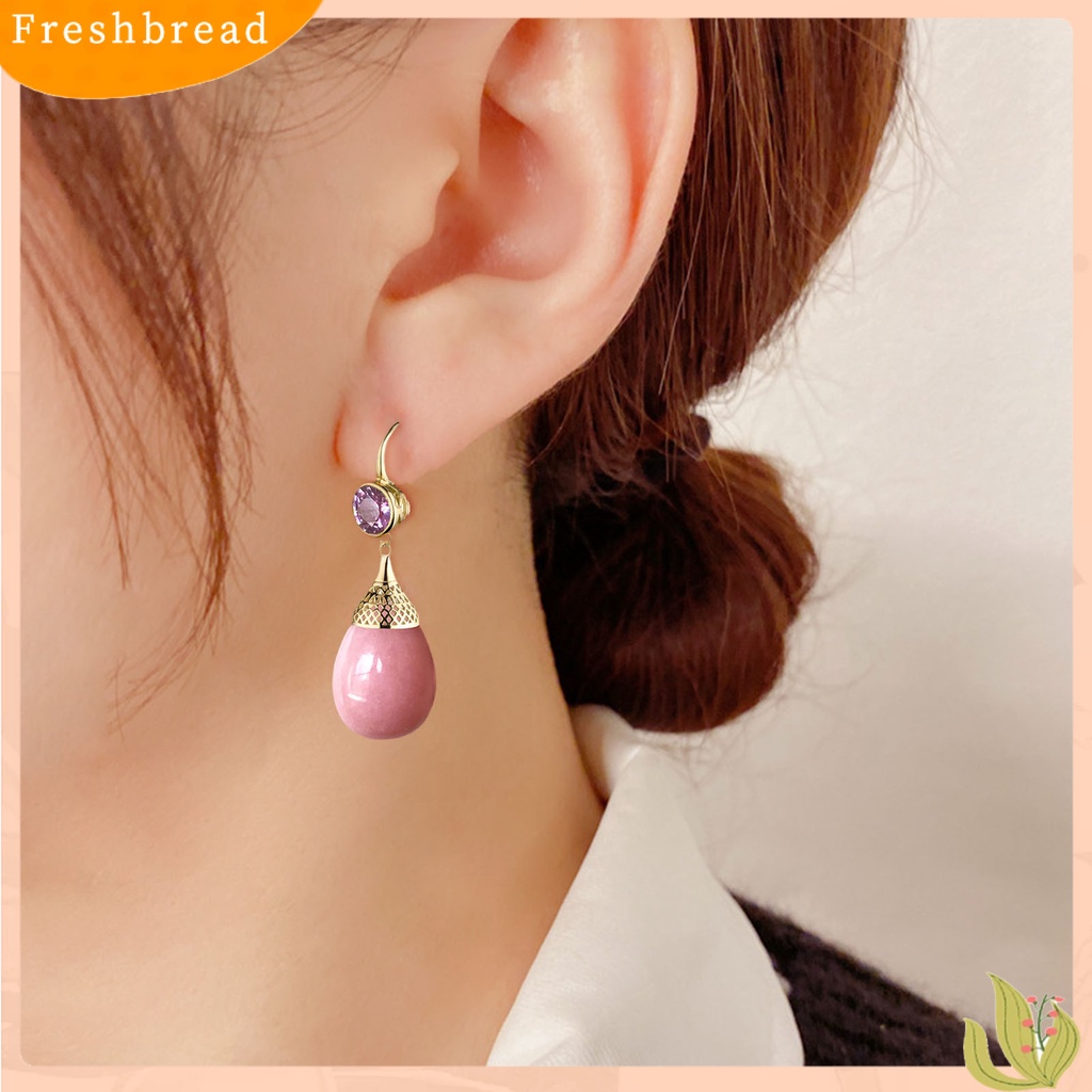 &lt; Freshbread &gt; 1pasang Wanita Drop Earrings High-end Simetris Transparan Bentuk Tetesan Air Retro Menjuntai Anting Perhiasan Pernikahan