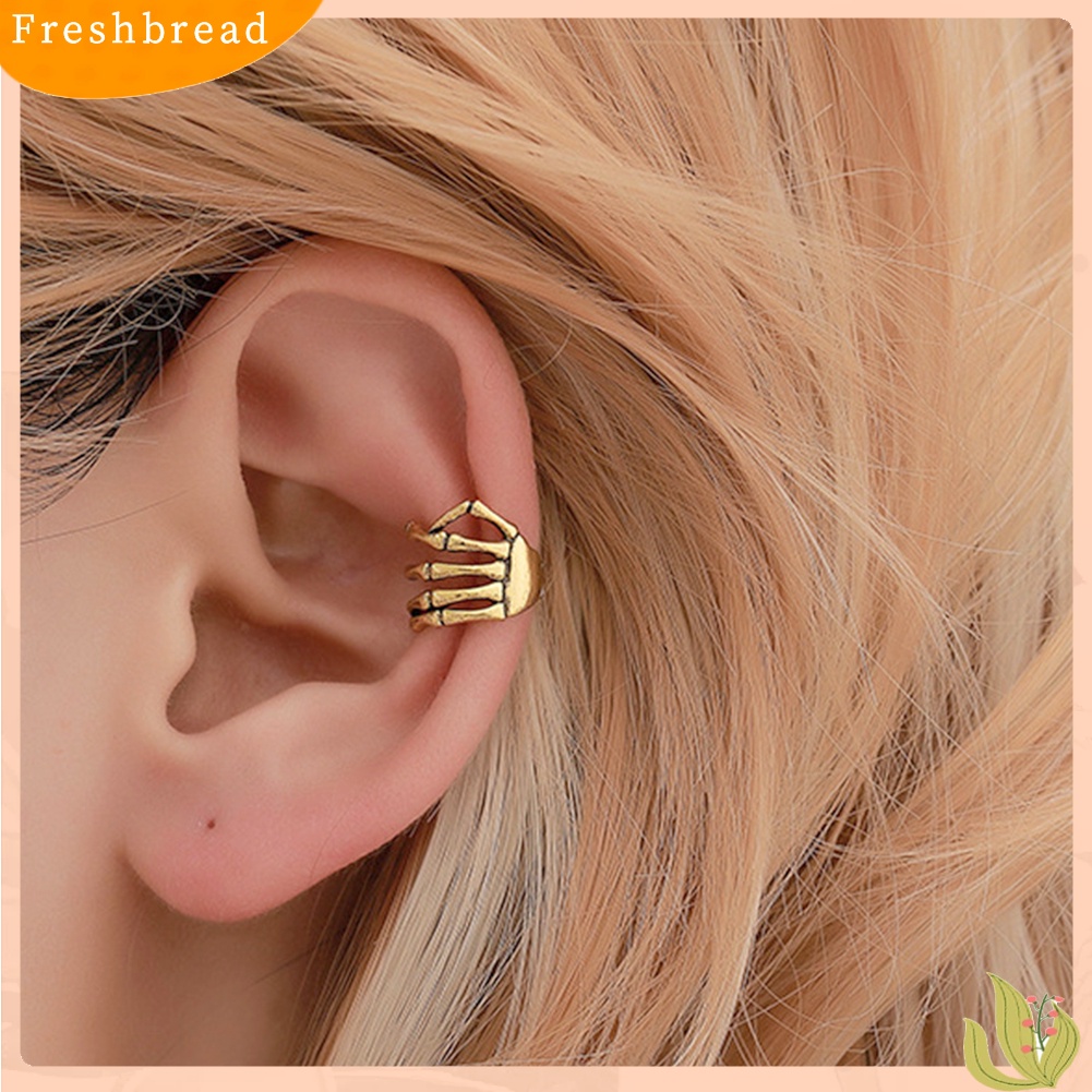 &lt; Freshbread &gt; 1Pc Wanita Tengkorak Tangan Telinga Manset Klip On Anting Tulang Rawan Perhiasan Non-piercing