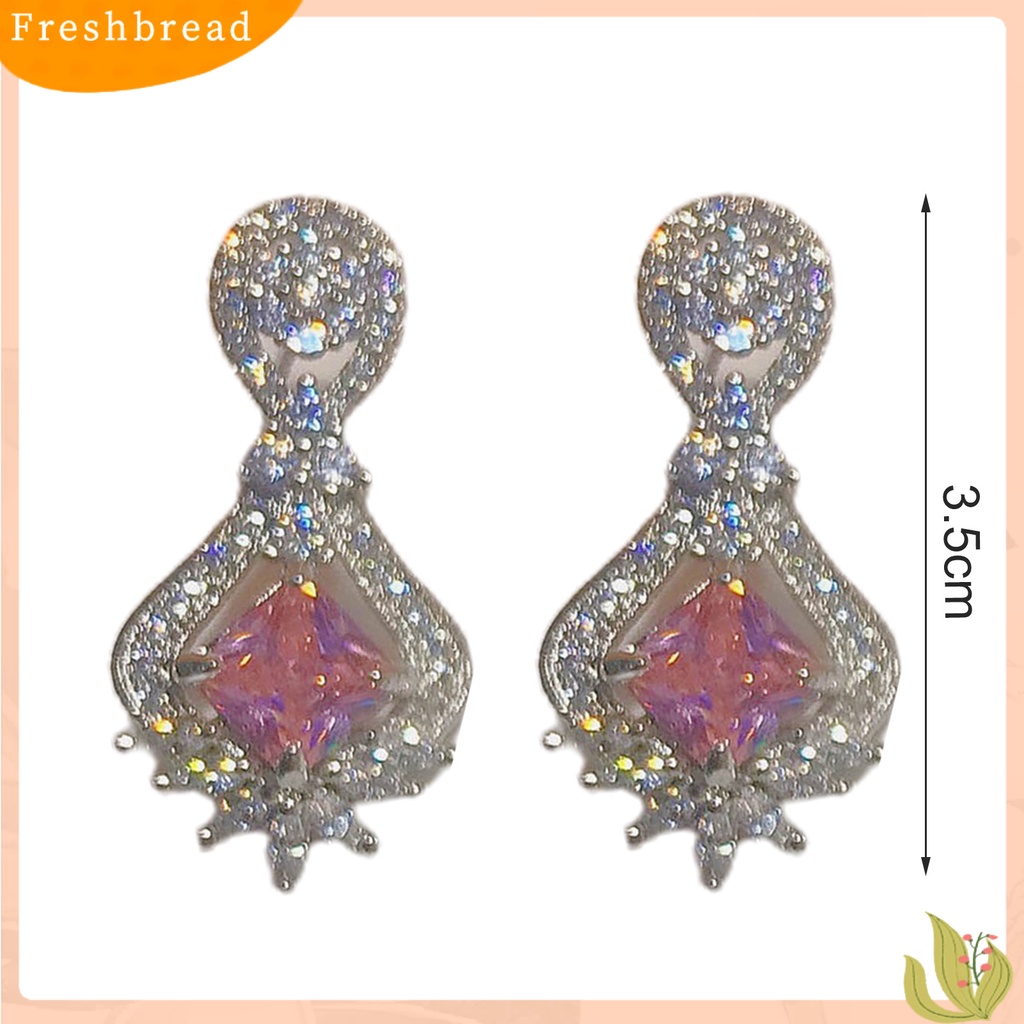 &lt; Freshbread &gt; 1pasang Anting Lady Hias Berlian Imitasi Berkilau Bentuk Geometri Anting Lady Drop Simetris Untuk Hadiah