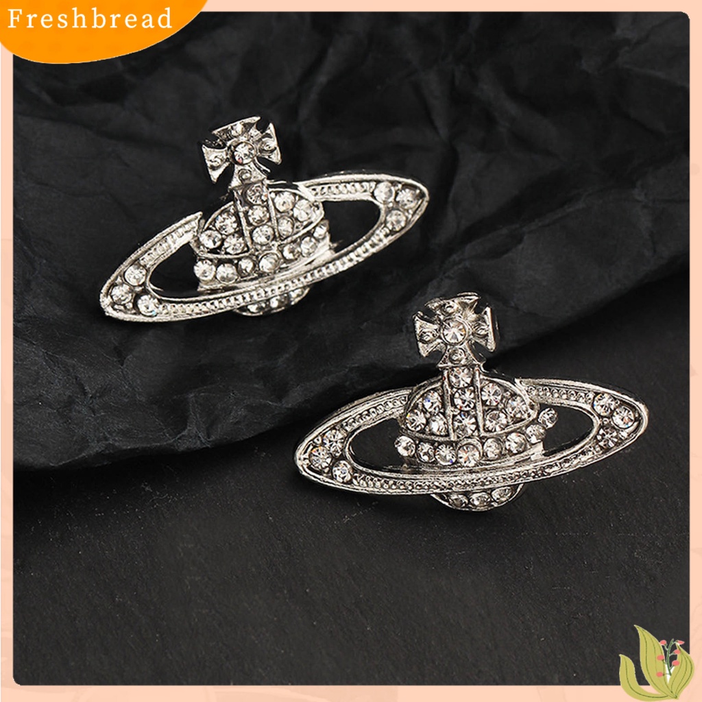 &lt; Freshbread &gt; 1pasang Anting Pejantan Planet Berlian Imitasi Perhiasan Bersinar Gaya Korea Ear Studs Hadiah Ulang Tahun