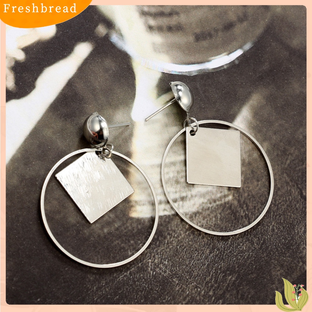 &lt; Freshbread &gt; Fashion Cincin Persegi Menjuntai Ear Stud Earrings Wanita Gadis Pesta Perjamuan Perhiasan