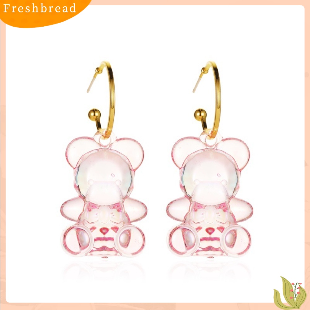 &lt; Freshbread &gt; Wanita Indah Desain Beruang Tiga Dimensi Transparan Anting Perhiasan Hadiah