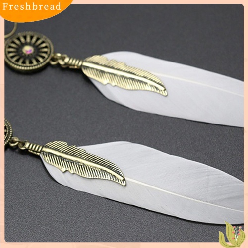 &lt; Freshbread &gt; Wanita Vintage Berongga Roda Bulu Liontin Eardrop Menjuntai Anting Perhiasan