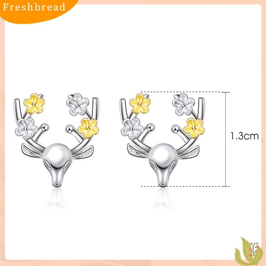 &lt; Freshbread &gt; Wanita Gadis Tanduk Rusa Anting Kepala Rusa Lucu Hewan Telinga Studs Perhiasan Hadiah