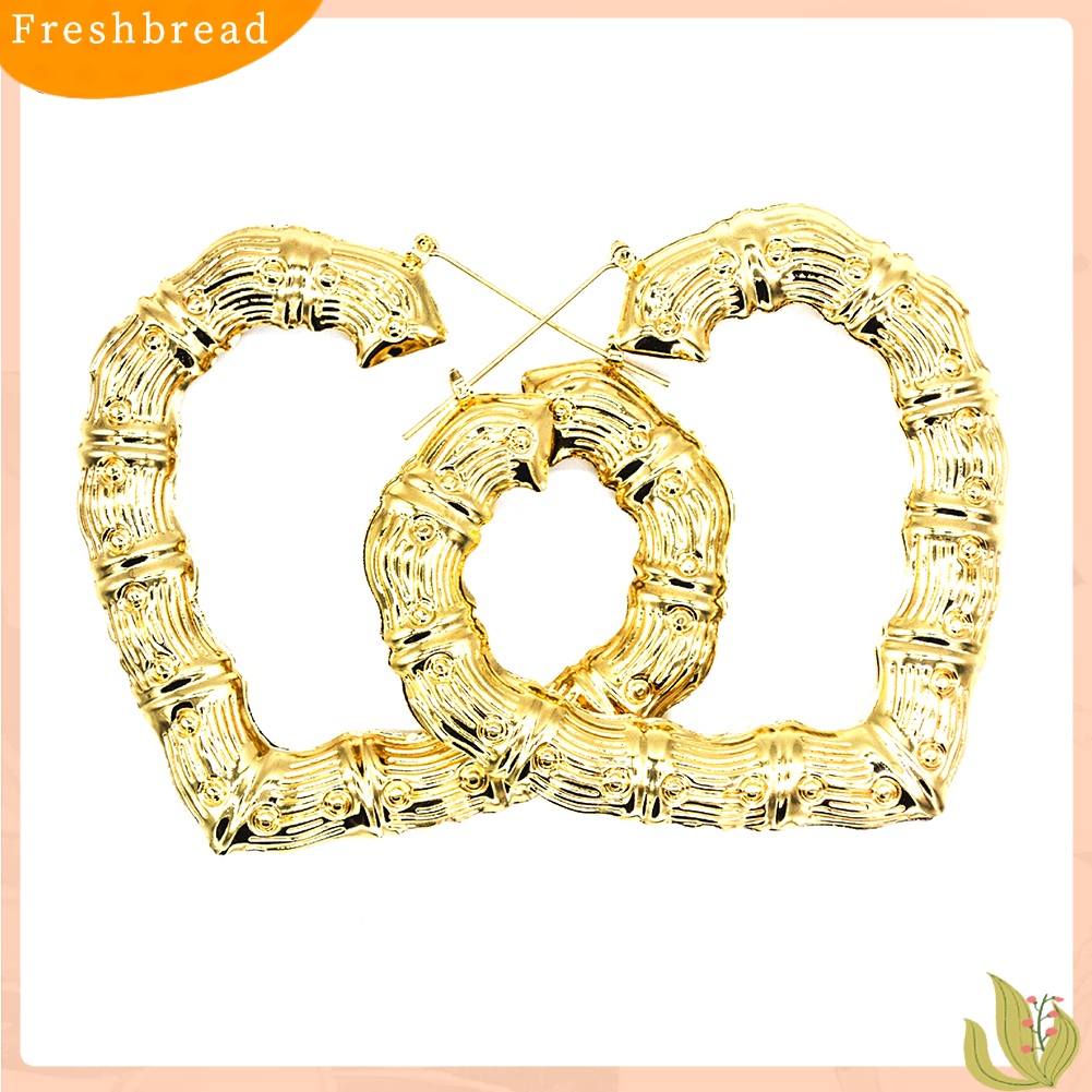 &lt; Freshbread &gt; Fashion Wanita Bambu Bersama Segitiga Jantung Anting Pesta Pernyataan Perhiasan Hadiah