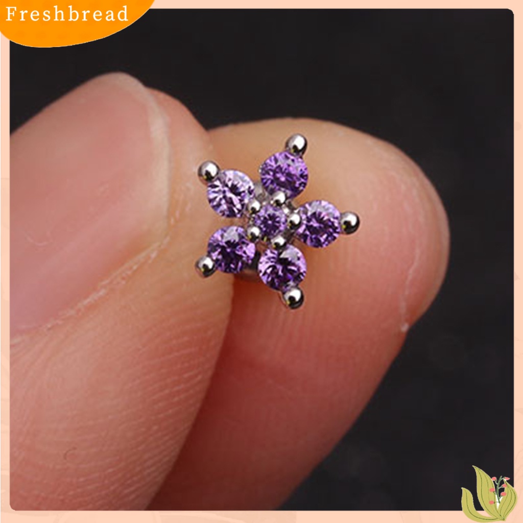 < Freshbread > 1Pc Perhiasan Tusuk Bentuk Bunga Ear Stud Gaya Korea Anting Tusuk Berkilau Untuk Pesta