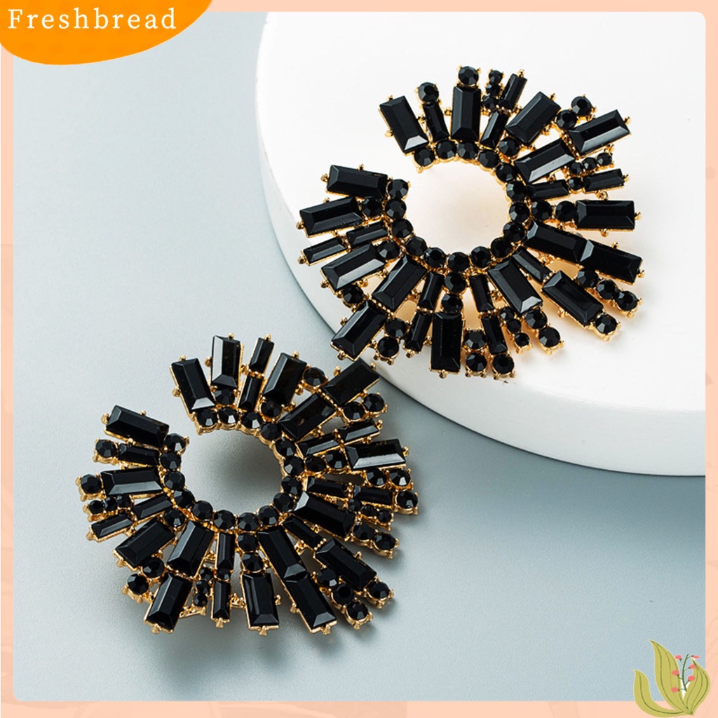 &lt; Freshbread &gt; 1pasang Anting Tusuk Bentuk Bunga Matahari Multicolor Rhinestones Perhiasan Anting Bohemian Vintage Untuk Pantai