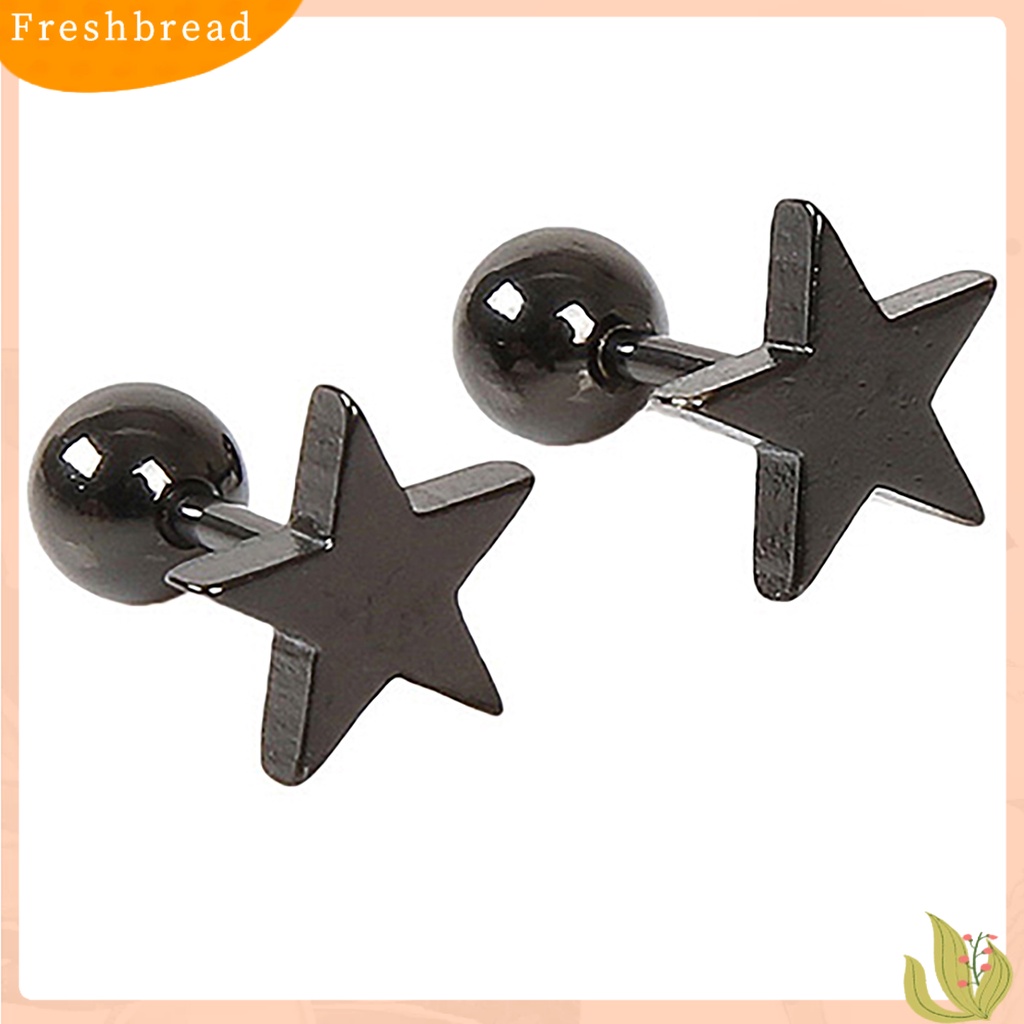 &lt; Freshbread &gt; 1pasang Charms Perhiasan Anting Stud Telinga Bahan Alloy Motif Pentagram Unisex Untuk Pesta