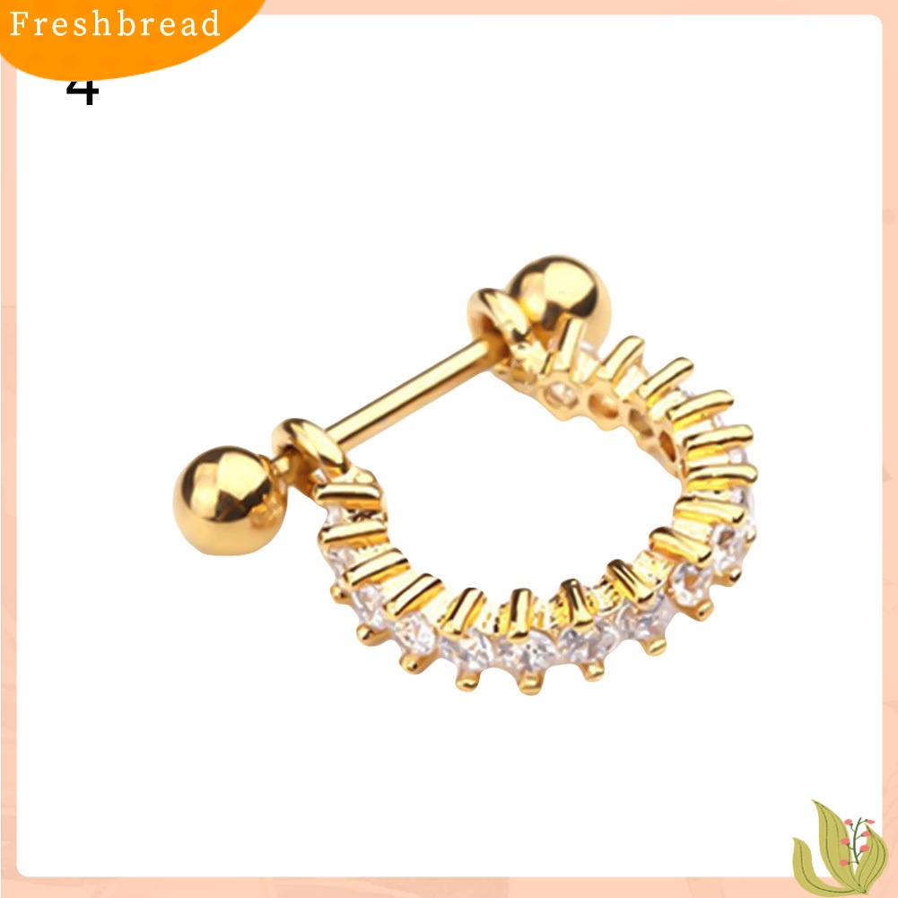 &lt; Freshbread &gt; 1Pc Cubic Zirconia U Bentuk Barbel Helix Hoop Earring Wanita Perhiasan Tindik