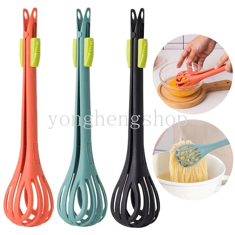 Kreatif 3in1 Cream Pengocok Telur Minuman Whisk Mixer Pengaduk Manual Mie Pasta Spaghetti Penjepit Anti Panas Klip Makanan Salad Blender Alat Panggang Dapur