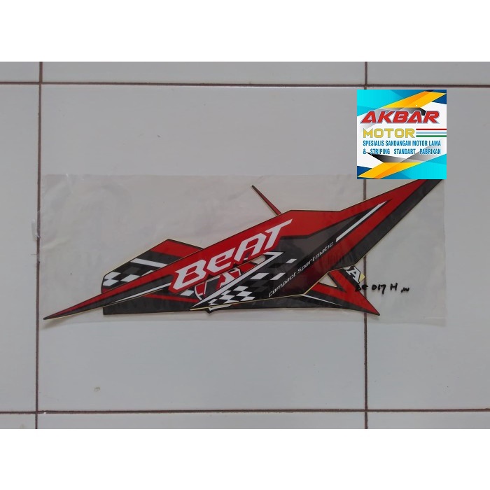 Striping Sticker Beat FI ESP 2018 Hitam Lis Merah Original
