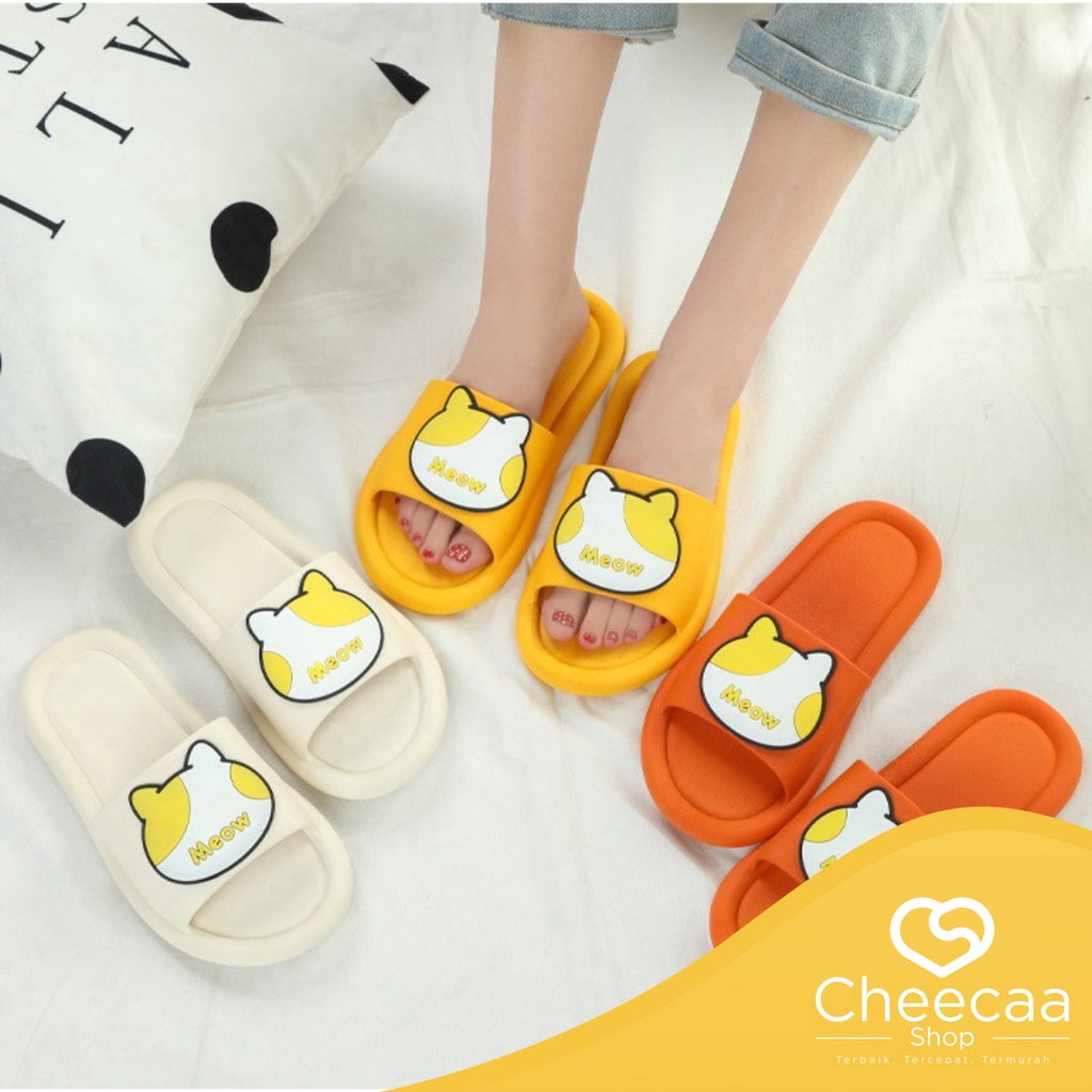 CC (SD18) Sandal Selop Motif Meow Sandal Wanita Santai Sandal Lucu