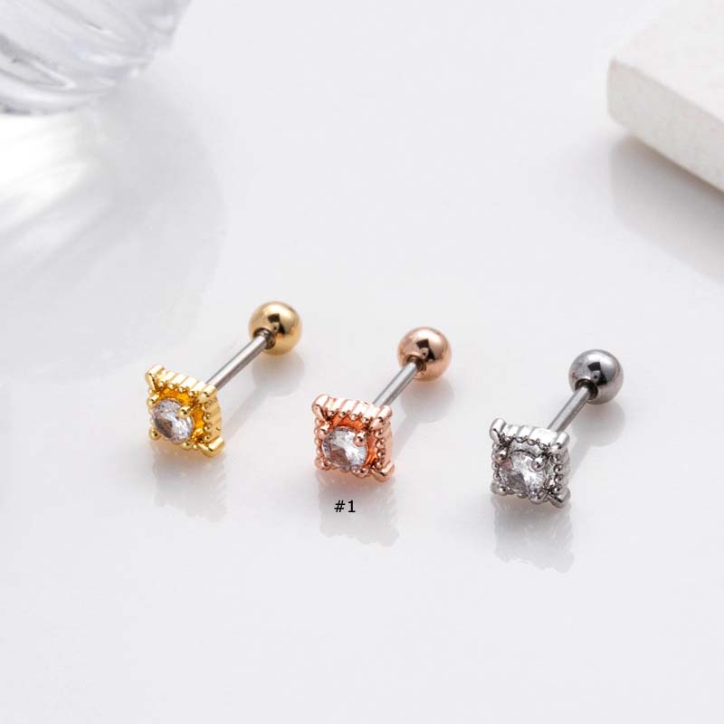 1biji Anting Tulang Rawan Stud Tindik Stainless Steel Tragus Helix 20Gauge Warna Emas/silver Bentuk Bintang Sayap