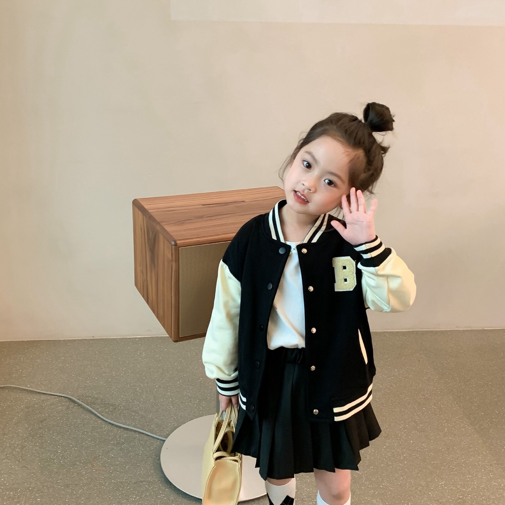 Jacket Anak Varsity Kekinian Import Bahan Premium Tebal Sablon Inisial B Usia 1 2 3 4 5 6 7 8 9 10 1
