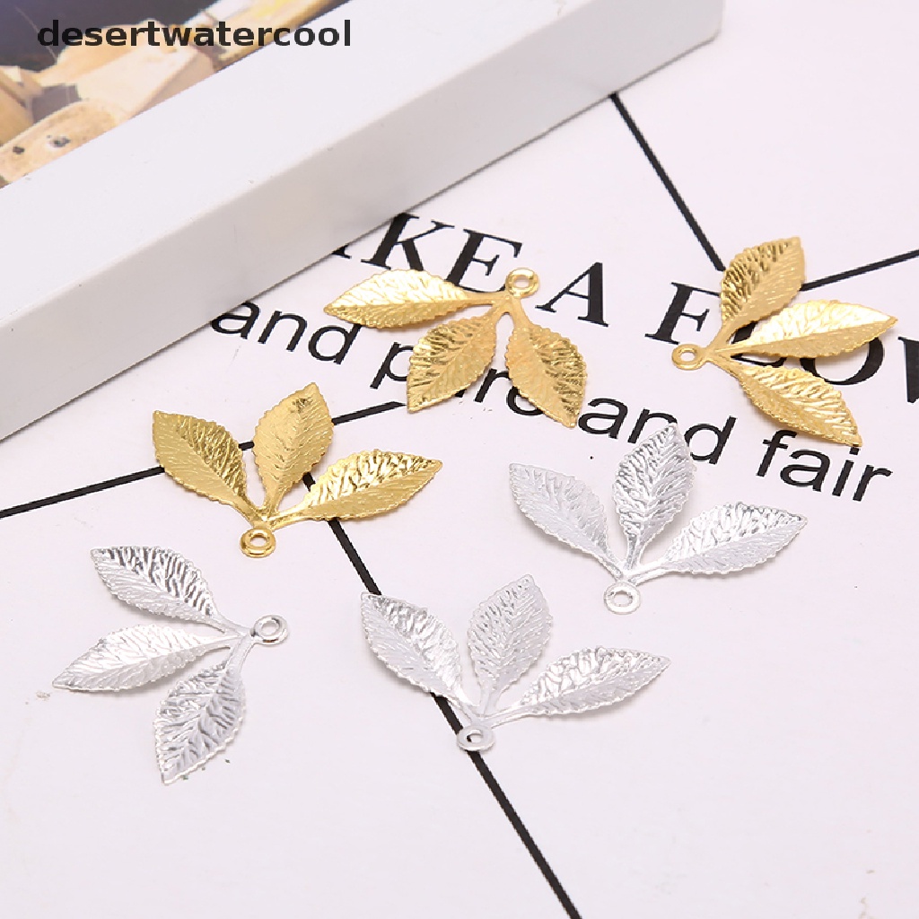 Deid 50Pcs/set Konektor Lilit Kerawang Daun Vintage Kerajinan Logam Membuat Perhiasan DIY Martijn