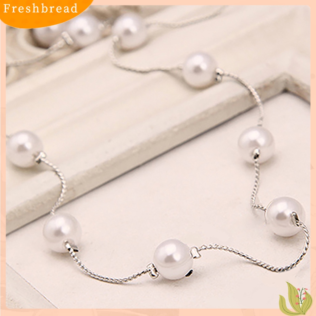 {In Stock} Kalung Single Layer Adjustable Alloy Wanita Mutiara Imitasi Rantai Klavikula Untuk Pernikahan