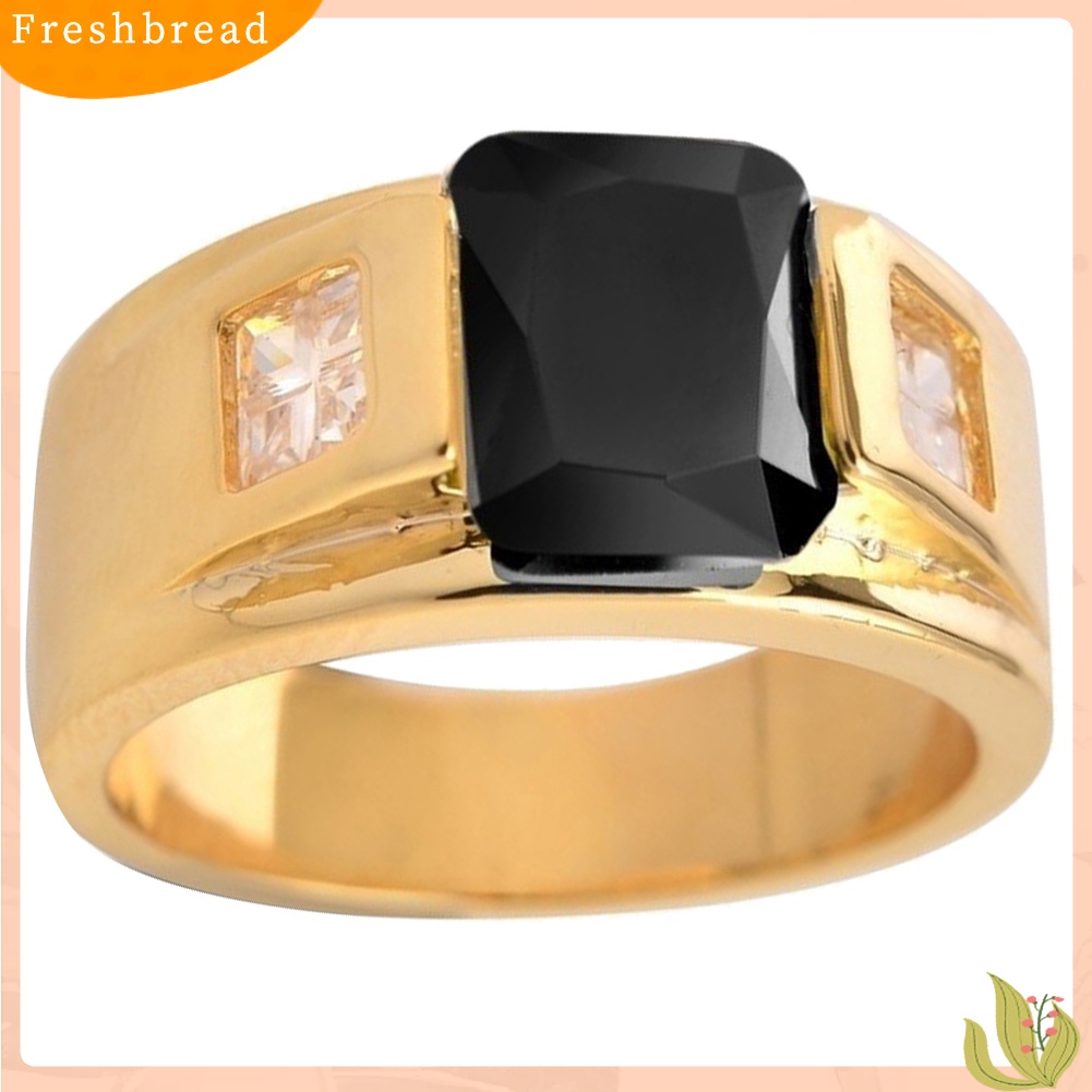 {In Stock} Pesta Pernikahan Pria Persegi Berlian Imitasi Bertatahkan Lebar Band Jari Cincin Perhiasan Hadiah