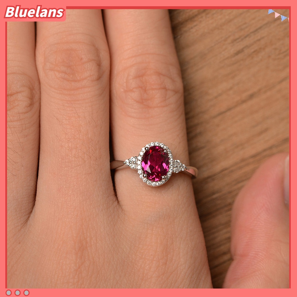 {In Stock} Fashion Wanita Oval Cubic Zirconia Jari Cincin Pernikahan Pertunangan Perhiasan Hadiah