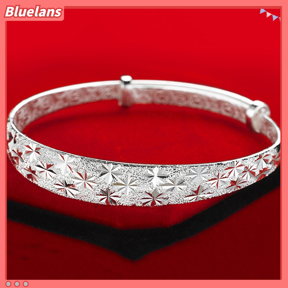 {In Stock} Wanita Fashion Bintang Ukir Cuff Bangle Gelang Hadiah Perhiasan Pertunangan Pernikahan