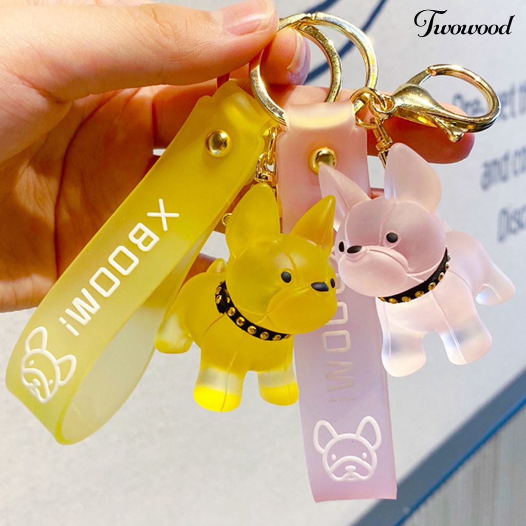 Twowood Gantungan Kunci Kartun Lucu Serbaguna Tiga Dimensi Dapat Digunakan Kembali Transparan Berbentuk Hewan Hias Hadiah French Bulldog Key Ring Bag Pendant Jewelry Untuk Kehidupan Sehari-Hari