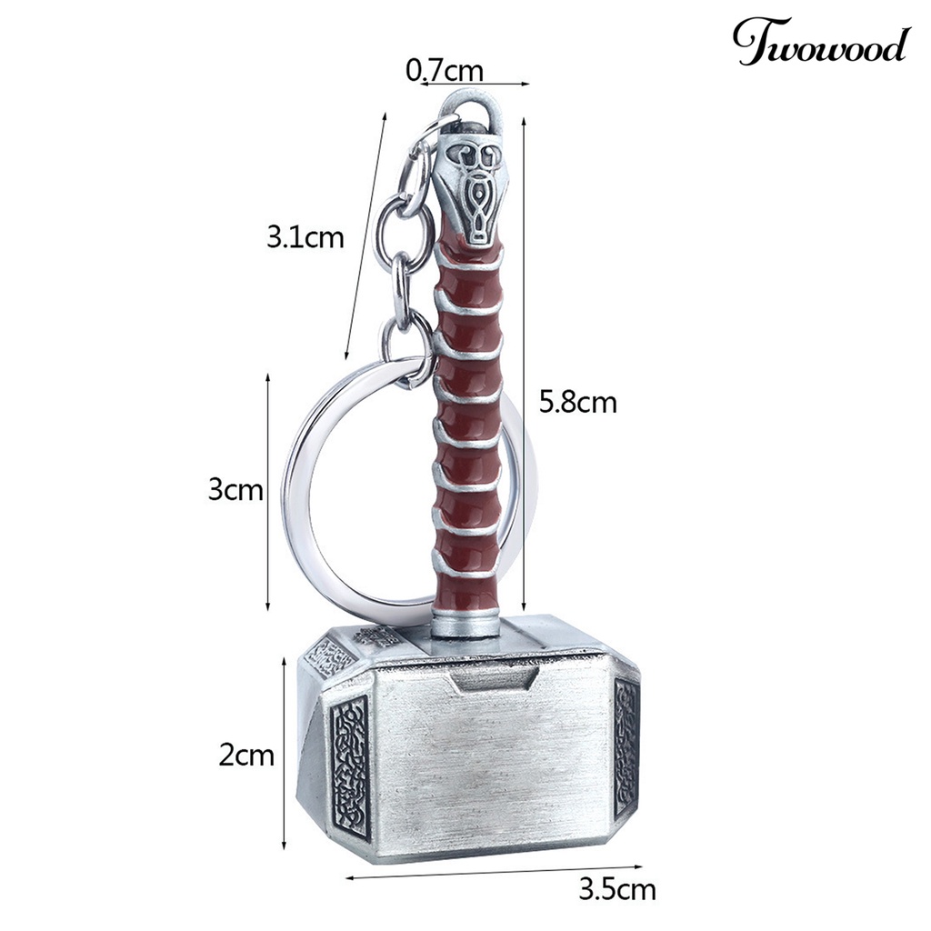 Twowood Gantungan Kunci Vintage Kartun Serbaguna Realistis Tidak Luntur Hias Portable Pria Wanita Palu Tempat Kunci Hadiah Ulang Tahun