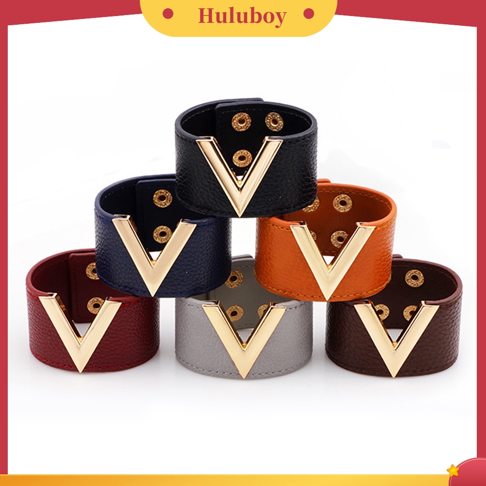 {Ready Stock} Wanita Lebar V Bentuk Gelang Bangle Gelang Fashion Tombol Pesta Perhiasan Hadiah