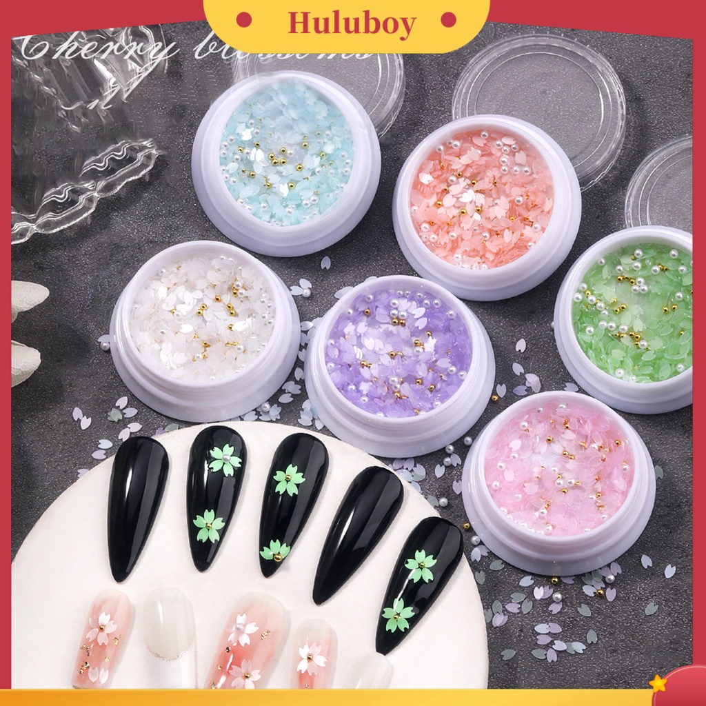 {In Stock} 1kotak Nail Art Payet Ultra-Tipis Kelopak 3D Efek Hias Warna Hidup Tidak Luntur Manicure Dekorasi DIY Bunga Sakura Kuku Glitter Serpihan Aksesoris Kuku