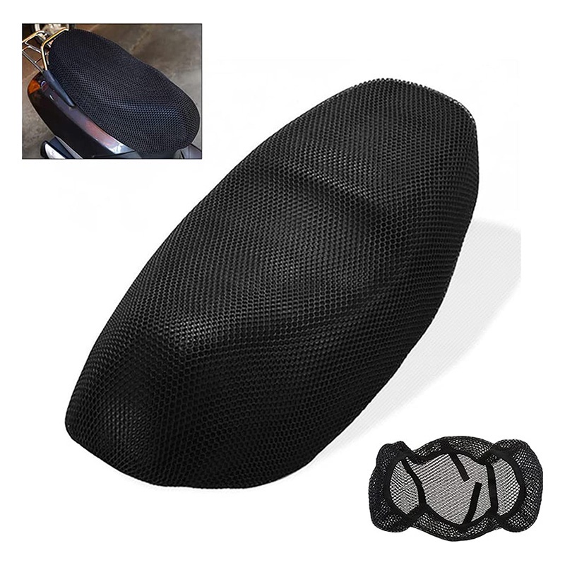 [AYBX] Musim Panas Motor Skuter Kursi Cover Elektrik Bernapas Aksesoris Motor Matahari 3D Hitam Perlindungan Peredam Panas Kursi Net