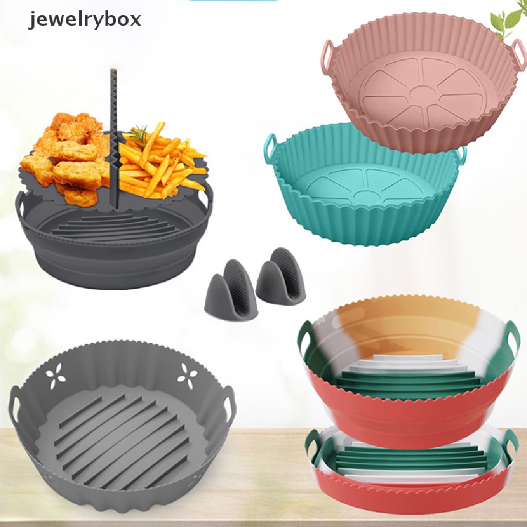 [jewelrybox] Air Fryers Oven Baking Tray Panggang Ayam Keranjang Tikar Foldable AirFryer Silicone Pot Dengan Pad Pemisahan Grill Pan Aksesoris Butik