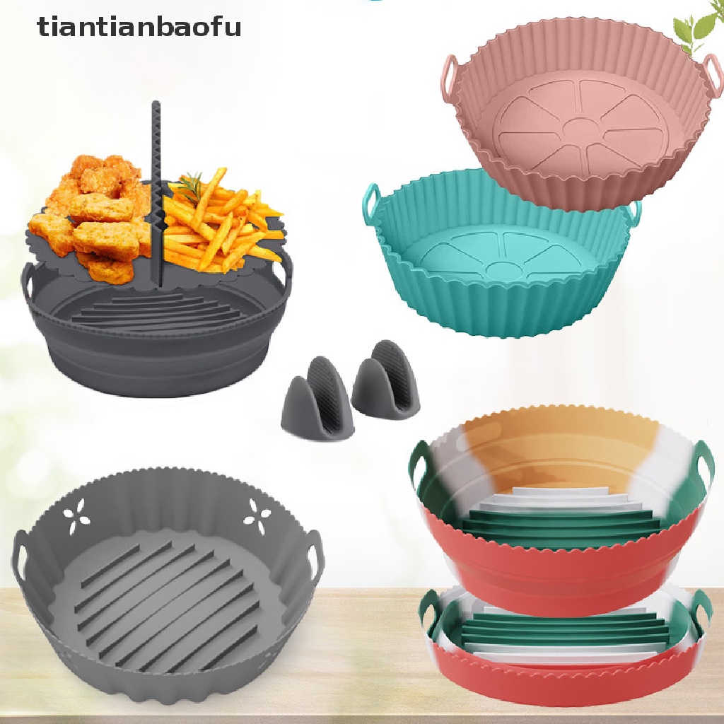 [tiantianbaofu] Air Fryers Oven Baking Tray Fried Chicken Basket Mat AirFryer Silicone Pot Persegi Panjang Pengganti Alat Panggang Pan Aksesoris Butik